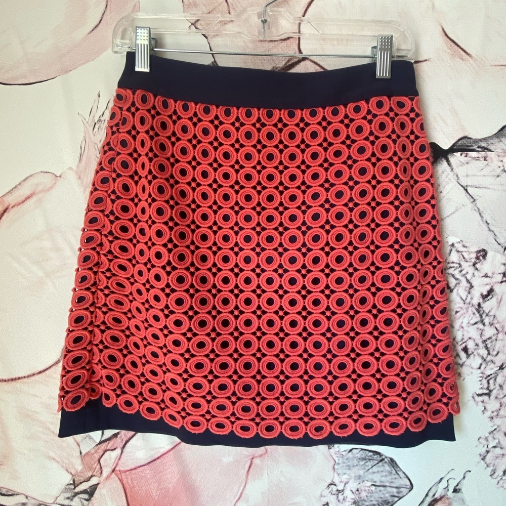 Loft orange and navy skirt size 0P